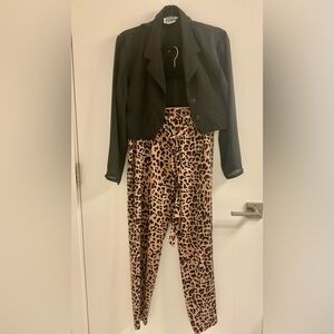 Dynamite Ankle Animal Print Crepe Pull On Tie-Waist pants